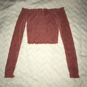 NWOT H&M rusty rose off the shoulder crop top